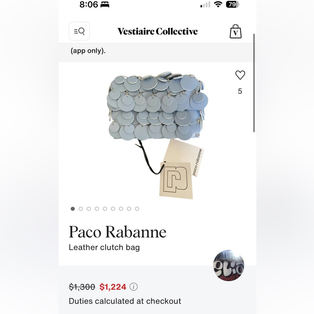 Paco Rabanne Iconic Disc Belt Bag – Powder Blue Leather - Picture 10 of 10